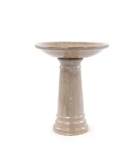 Yobtop Ceramic Bird Bath Outdoor - 12.4" Diameter Pedestal Birdbath, Backyard Patio Yard Wild Bird Water Feeder Decor
