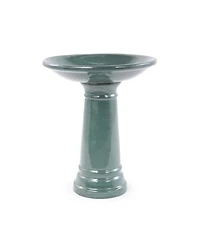 Yobtop Ceramic Bird Bath Outdoor - 12.4" Diameter Pedestal Birdbath, Backyard Patio Yard Wild Water Feeder Decor