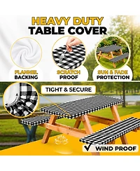 Piscifun Fitted Picnic Table And Bench Covers Waterproof Windproof Elastic Edges For Outdoor Camping