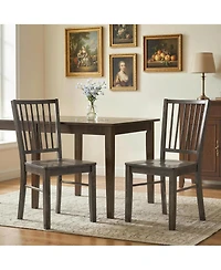 Homcom Set of 2 Farmhouse Dining Chairs with Solid Wood Legs