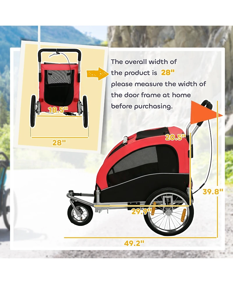 Aosom Pet Stroller with Canopy Storage Pockets Adjustable Handlebar, Green