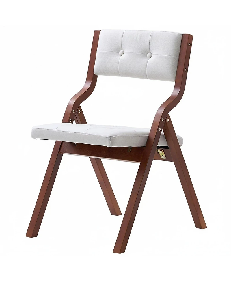 Gouun Wooden Folding Chairs Set of 2 with Padded Cushion