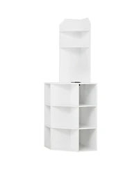 Sugift 64 Inch Tall 6-Tier Corner Storage Cabinet with 2 Usb Ports 2 Outlets and Adjustable Shelves