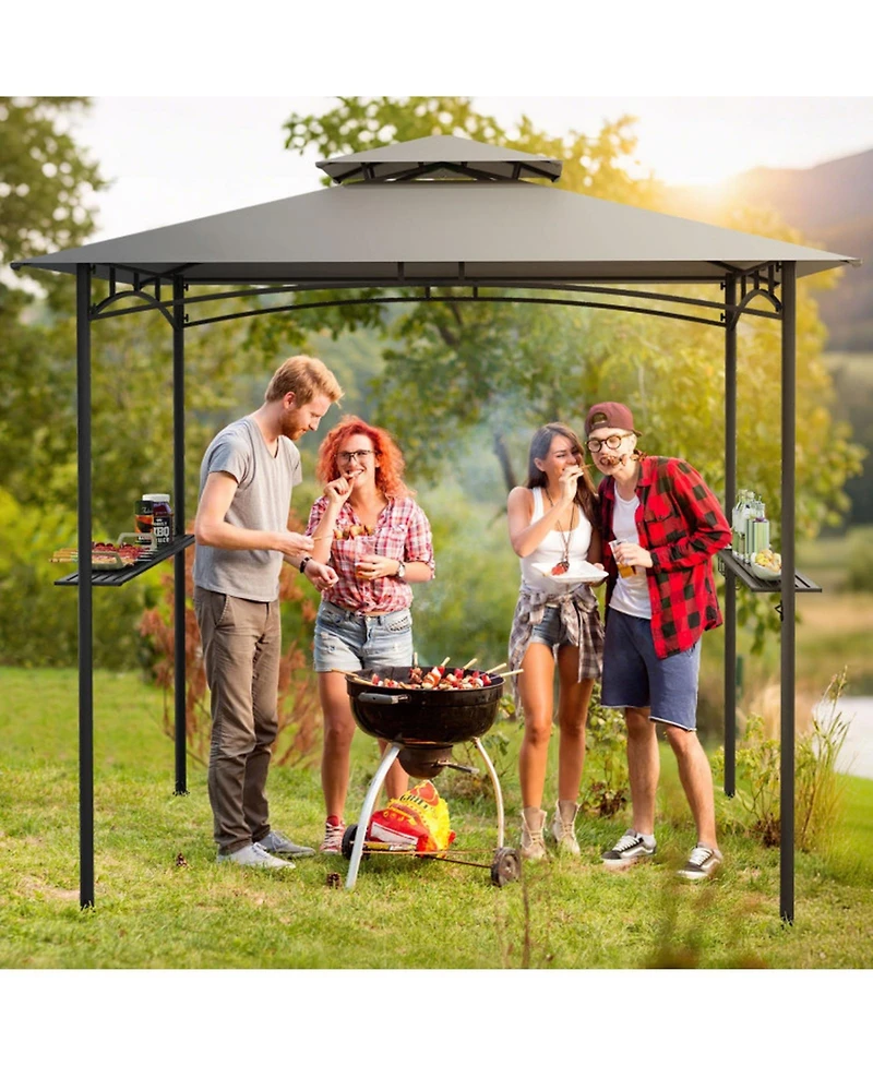 Gouun 8 x 5 Foot Grill Gazebo with 2 Shelves and Hanging Hooks