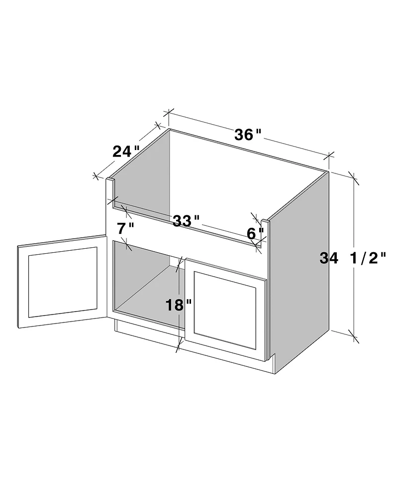 Boyel Living 36 Inch Farmhouse Sink Base Cabinets, Ready to Assemble Kitchen Cabinets with Solid Wood Frame
