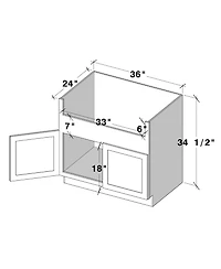 Boyel Living 36 Inch Farmhouse Sink Base Cabinets, Ready to Assemble Kitchen Cabinets with Solid Wood Frame