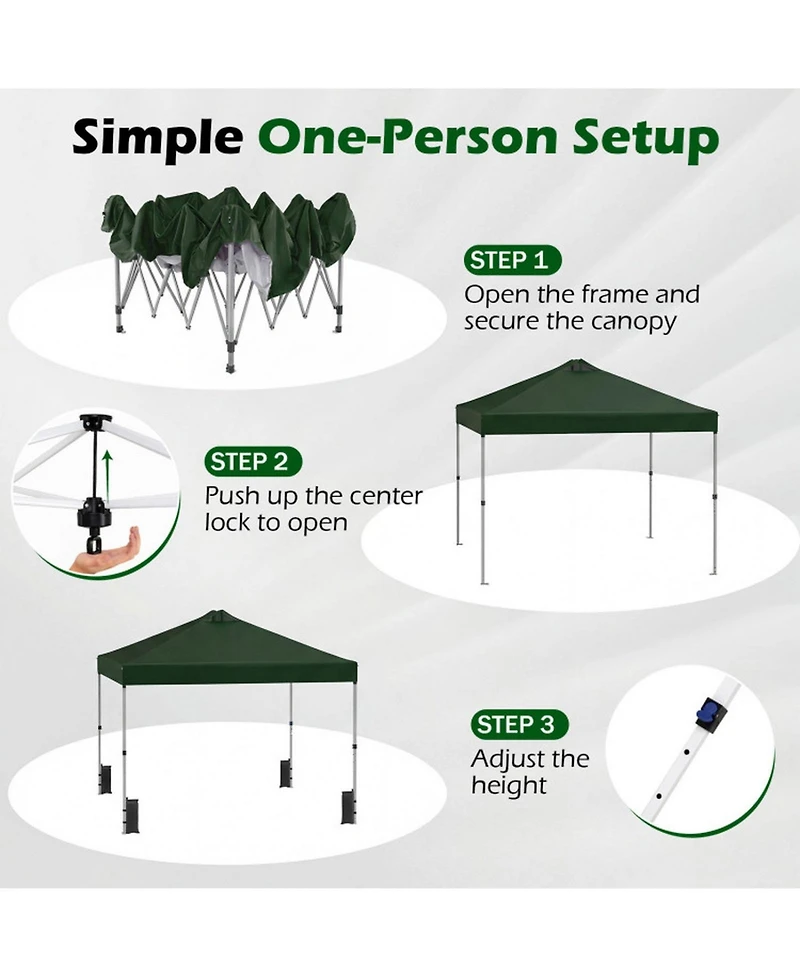Gouun 10 x 10 Foot Commercial Pop-Up Canopy Tent with Vented Top