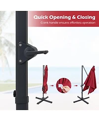 Gouun 10 feet Cantilever Offset Patio Umbrella with Solar Led Lights