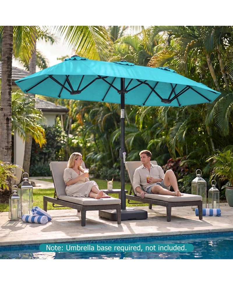 Gouun 10 feet Double-Sided Rectangular Patio Umbrella with Push-Button Tilt