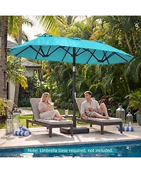 Gouun 10 feet Double-Sided Rectangular Patio Umbrella with Push-Button Tilt