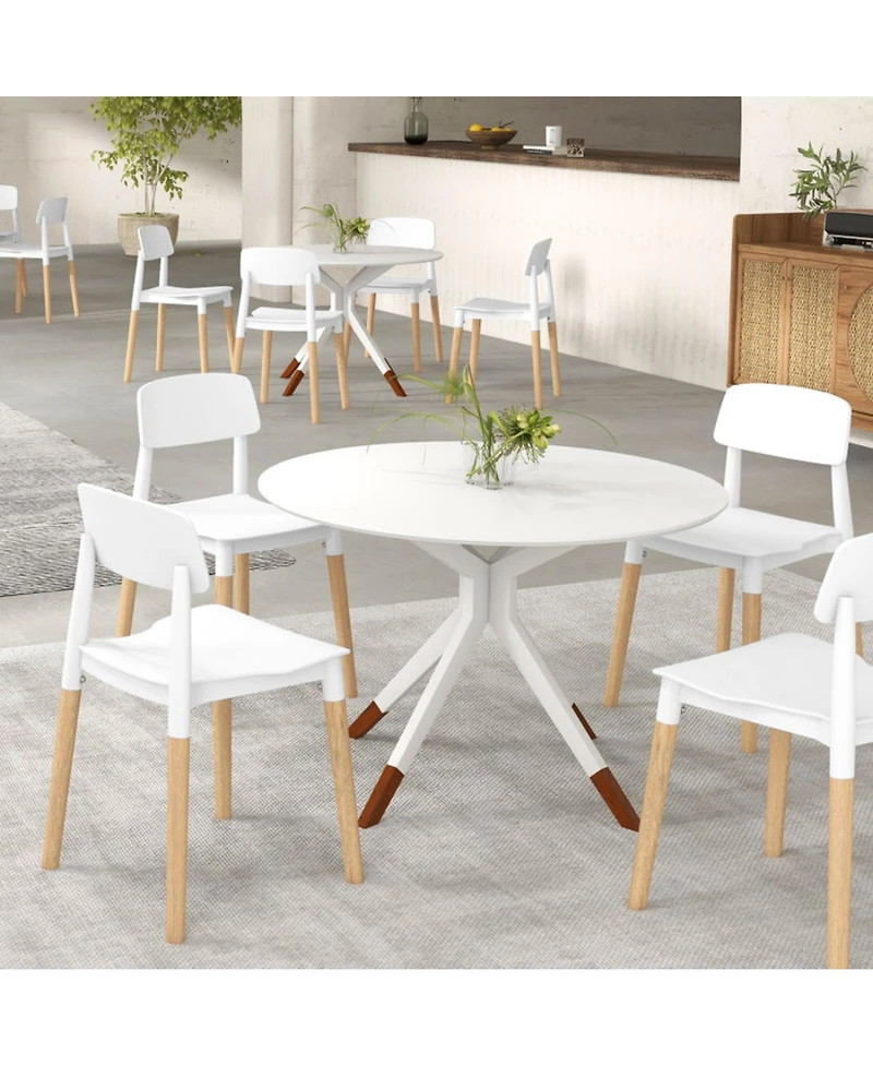 Gouun Set of 4 Modern Dining Side Chairs with Beech Wood Legs