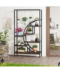 Tribesigns 7-Tier 70.9" Half Moon Shaped Plant Stand with Hanging Hooks