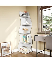 Tribesigns 5-Tier Wavy Corner Bookshelf with Curved Design