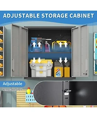Boyel Living Wall Mounted Storage Cabinet Steel Adjustable Shelf Locking Doors