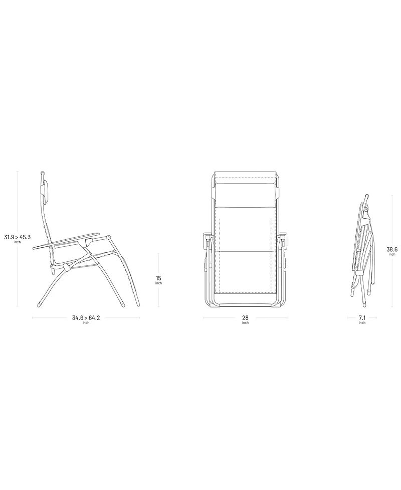 Lafuma Futura Zero Gravity Outdoor Steel Framed Lawn Recliner Chair