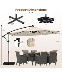 Gouun 10 Feet Solar Led Offset Cantilever Market Umbrella