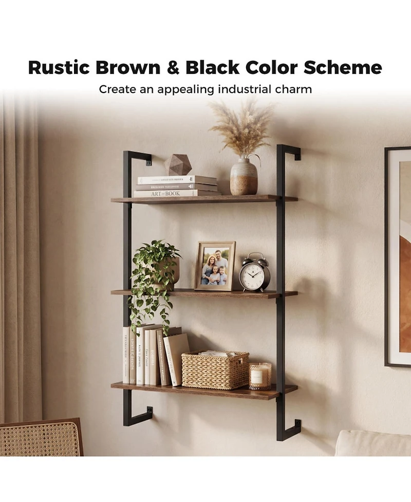 Sugift 3-Tier Floating Modern Kitchen Shelf for Living Room Home Office and Bathroom