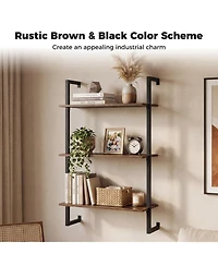 Sugift 3-Tier Floating Modern Kitchen Shelf for Living Room Home Office and Bathroom