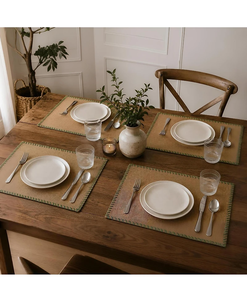 Dainty Home Neves Rectangular Shaped Jute Placemats Set of 4 - Durable Table Mats