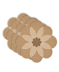 Dainty Home Maui 15" Flower Shaped Jute and Paper Placemats Set of 4 - Durable Table Mats