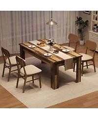 homfan 63" Heavy Duty Farmhouse Dining Table, 1.18" Thick Top, Seats 4-6, Rustic 300 lbs