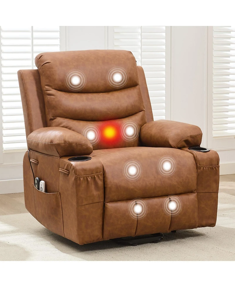 homfan Power Lift Recliner, Oversized Electric Recliners Elderly Heat Massage, Home Theater 2 Cup Holders, Reclining Single Sofa Chair Living Room