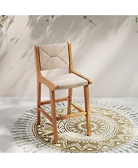 Gouun Outdoor Counter Height Bar Stool with Teak Wood Frame and Hand-Woven Paper Rope Seat