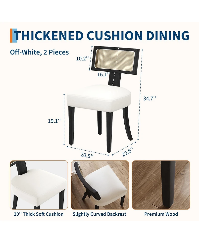 homfan Dining Chairs Set of 6, Mid Century Upholstered with Linen Fabric, Modern Armless Kitchen Wood Legs