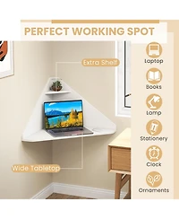 Gouun Floating Corner Desk, Wall-Mounted, Triangular