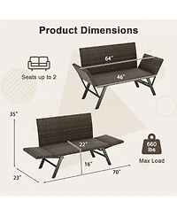 Gouun Outdoor Convertible 3-in-1 Patio Loveseat Sofa with Pe Rattan and Quick-Dry Foam, Seats 2