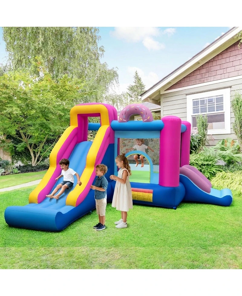 Hongge Inflatable Bounce House with Dual Slides and Basketball Hoop, 179" x 133" x 79", Ages 3-12