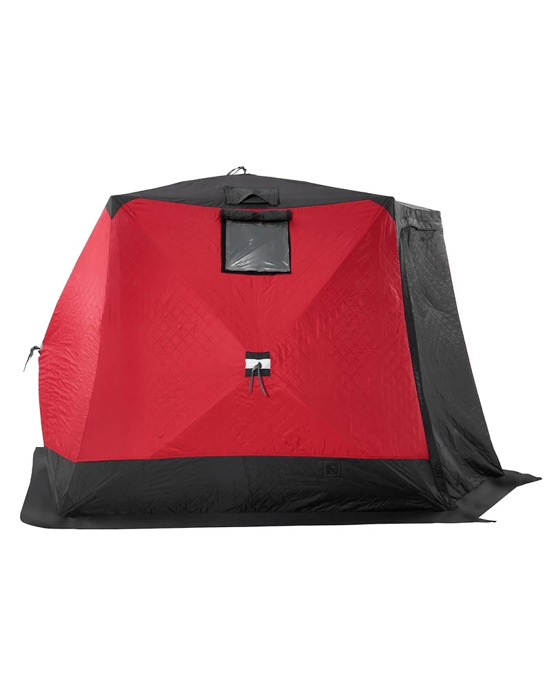 Hongge Insulated Pop Up Ice Fishing Shelter 130 x 130 Inch Thermal Shanty for 6 to 8 People with Anchors and Ropes