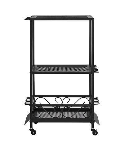 Hongge Mobile 10-Rod Fishing Pole Rack with Storage Shelves and 360 Degree Locking Wheels for Garage Organization