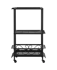 Hongge Mobile 10-Rod Fishing Pole Rack with Storage Shelves and 360 Degree Locking Wheels for Garage Organization