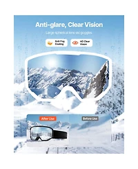 Hongge Otg Anti-Fog Ski Goggles with Cylindrical Revo Lens and Ventilated Tpu Frame for Snowboarding and Skating