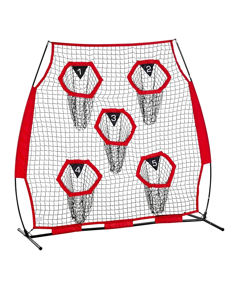 Hongge 6 x 6 ft Football Throwing Target Net with 5 Pockets Knotless Netting and Carry Case for Qb Accuracy Drills