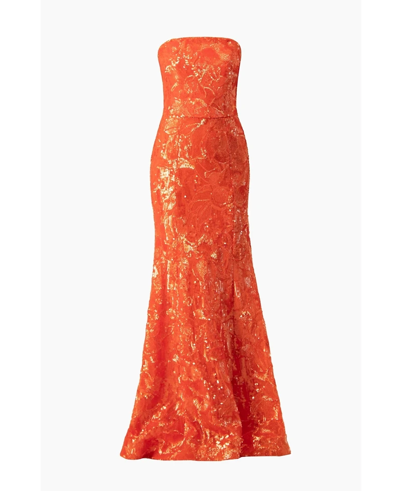 Ivonne Women's Strapless Sequin Floral Gown