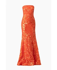 Ivonne Women's Strapless Sequin Floral Gown