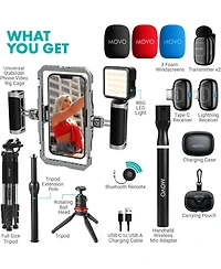 Movo iFilmer-pro Smartphone Rig with Dual Grip Cage, Wireless Lavalier Mics, and Full Size Tripod for iPhone and Android