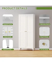 Boyel Living 74" Metal Kitchen Pantry Cabinet with Doors, Tall Storage Organizer with 5 Adjustable Shelves
