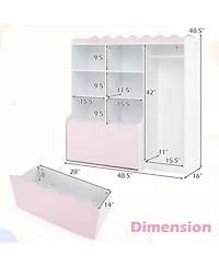 Hongge Kids Dress Up Closet Organizer with Six Storage Cubes