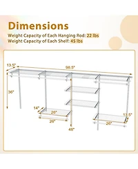 Hongge 4-8 Ft Wall Mounted Closet Organizer System with Hanging Rods