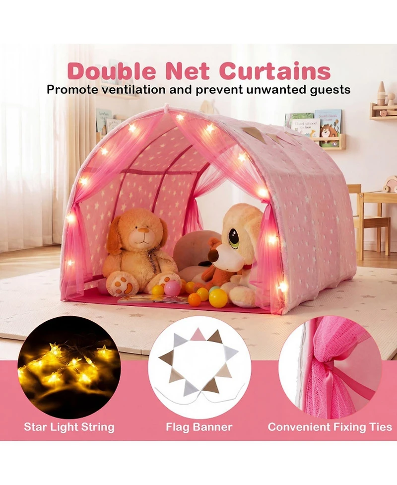 Hongge Glow-in-the-Dark Stars String Lights 3-Piece Bed Tent, Ages 3+