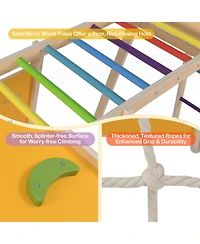 Hongge 6-in-1 Kids Indoor Jungle Gym with Slide and Climbing Wall Ages 3-14