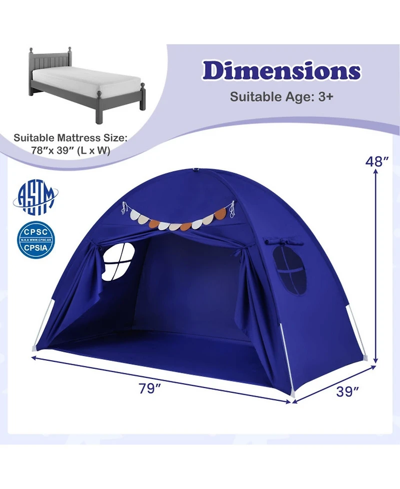 Hongge Two Windows Twin Bed Canopy Tent, 2-Piece, Ages 3+