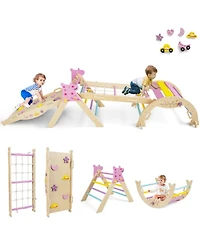 Hongge 8-in-1 Foldable Montessori Wooden Climbing Set, Ages 3+