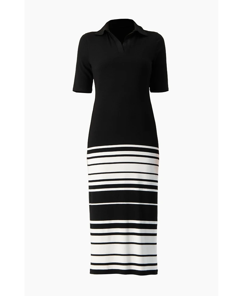 Ivonne Women's Ribbed-Knit Colorblock-Stripe Fitted Midi Dress
