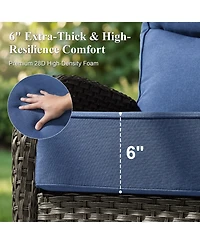 Pocassy 5-Piece Patio Furniture Pe Wicker Outdoor Conversation Set with 6" Cushion,All-Weather Rattan Swivel Rocker Chairs Couch Tables