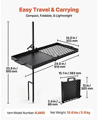 Hongge Heavy Duty Swivel Campfire Grill 24 inches with 360 Degree Rotation and Adjustable Height Grate and Griddle