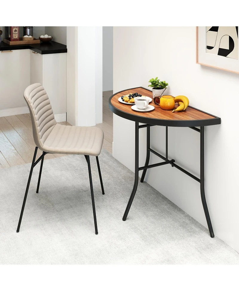Gouun Outdoor Half-Round Folding Event Table with Metal Frame, 35.5 in Wide for Patio and Garden